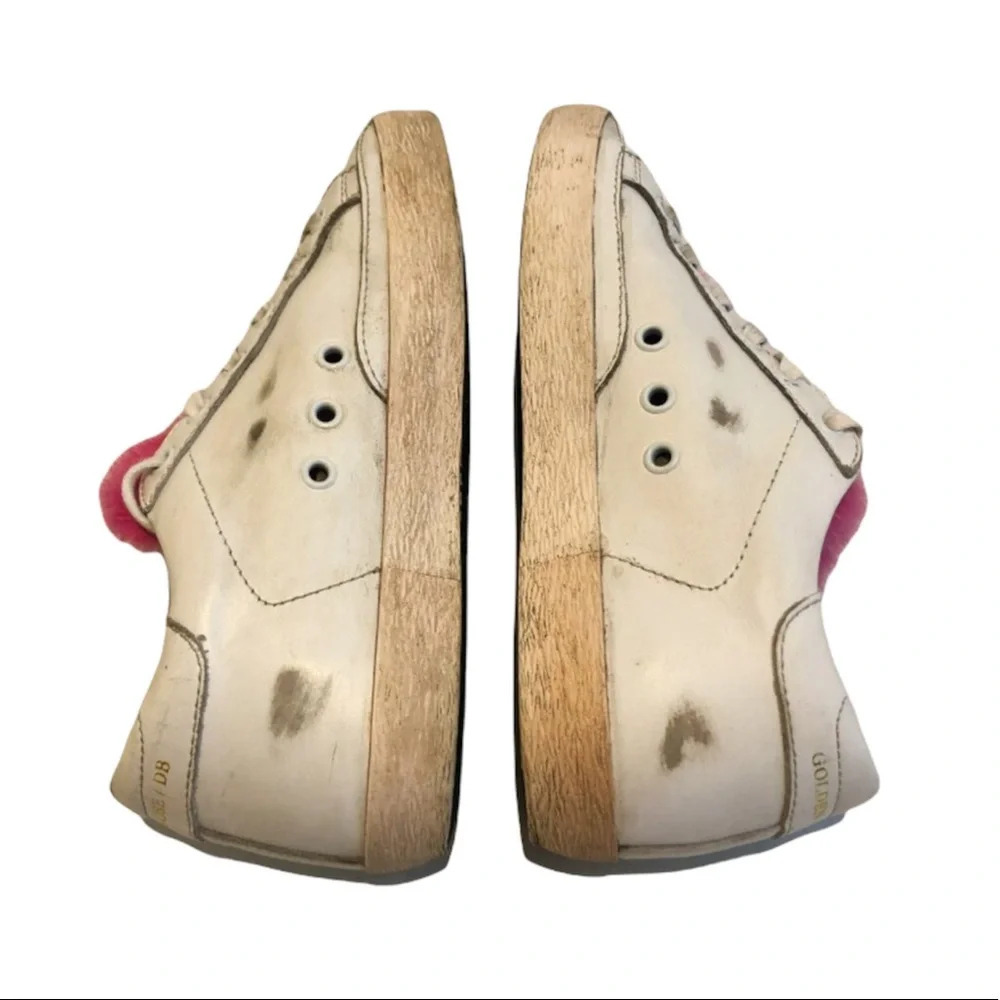 Golden Goose Pink Mink Tounge Lace Up White Leather Designer Superstar Sneakers - Picture 10 of 12